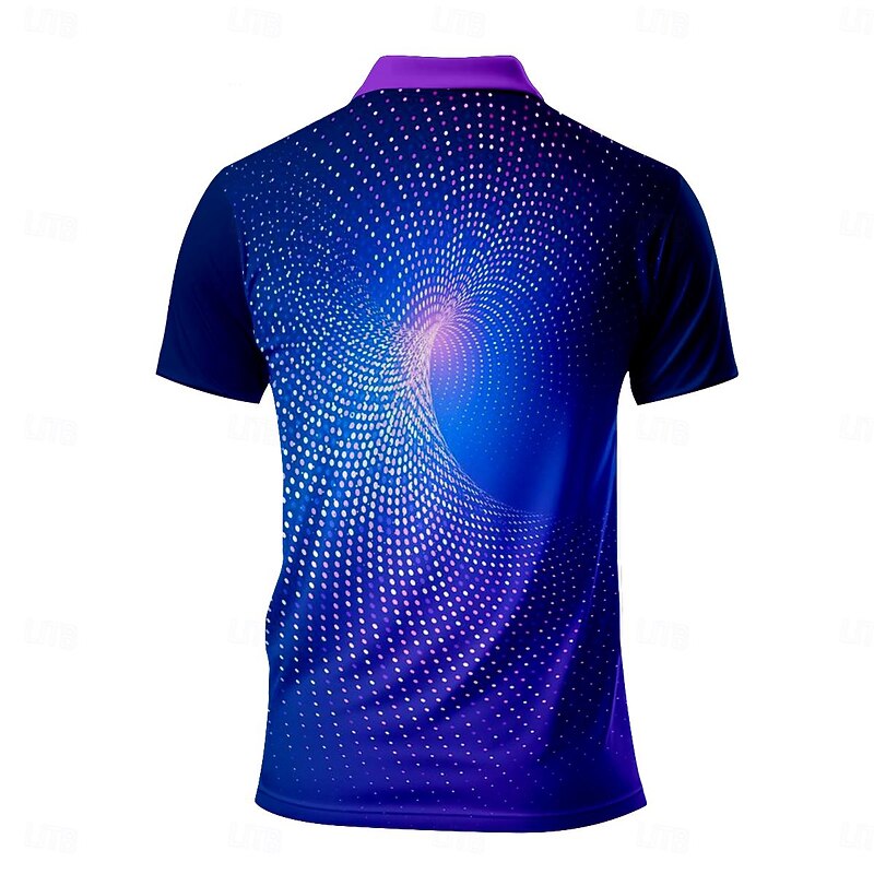 Men's Graphic Polo Shirts Golf Shirt Short Sleeve Polo Shirts Collared Shirts Casual Vacation Wear Rave Wear Party Outfits Buttons 3D Print Summer Spring Purple2