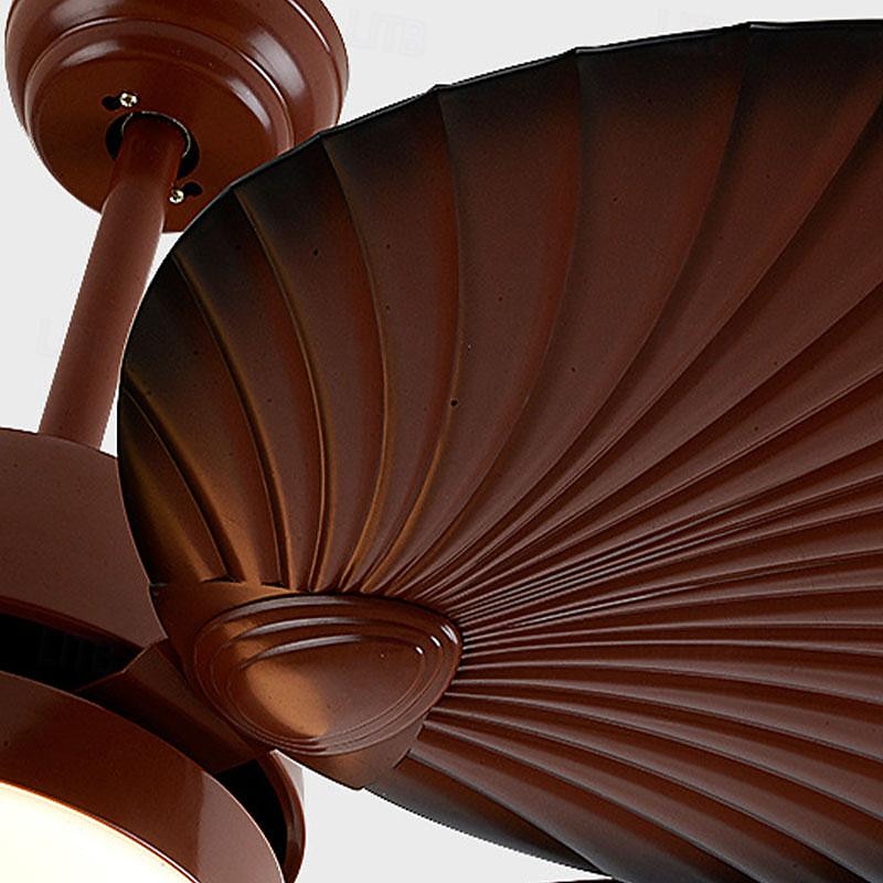 LED Ceiling Fans Palm Leaf Blades 1-Light 130cm Metal 3-Color-Light Nordic Style Bedroom Dining Room 110-240V3
