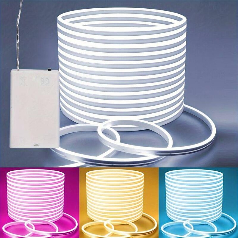 5V USB Waterproof Neon Light Strip 3.3-9.8 ft Battery Box Power Supply Neon Rope Light 120LED/m Waterproof Neon Light LED Light Strip Suitable for Bedrooms TV Backlight Cabinets2