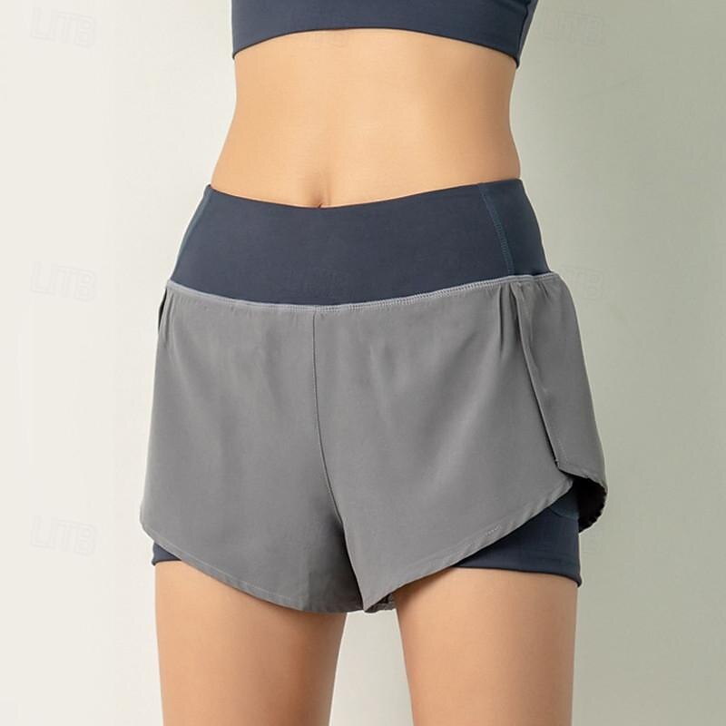 Women's Yoga Shorts 2 in 1 High Waist Shorts Sports & Outdoor Casual Athleisure Quick Dry Lightweight Soft Breathable Walking Jogging Cycling Regular Fit Sportswear Activewear Solid Colored Pink Blue