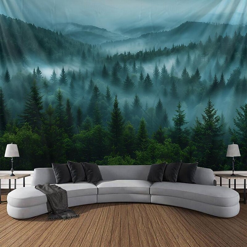 Forest Landscape Beam Hanging Tapestry Wall Art Large Tapestry Mural Decor Photograph Backdrop Blanket Curtain Home Bedroom Living Room Decoration4