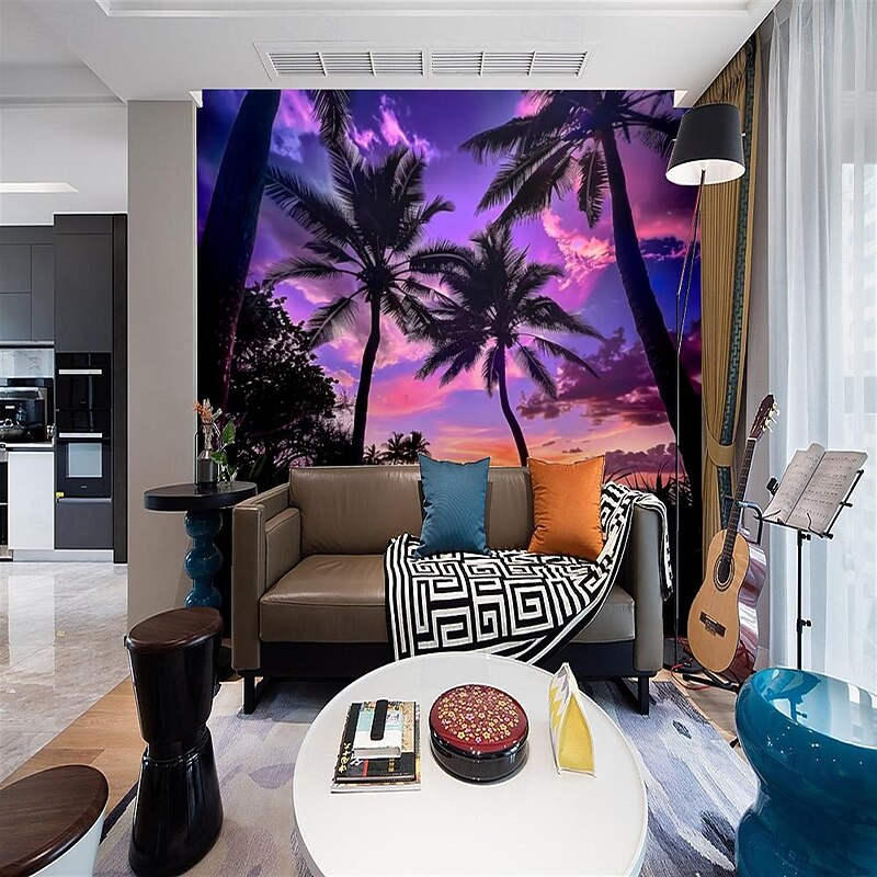 Cool Wallpapers Wall Mural Tropical Palm Trees Wallpaper Wall Sticker Covering Print Adhesive Required Canvas Home Décor2