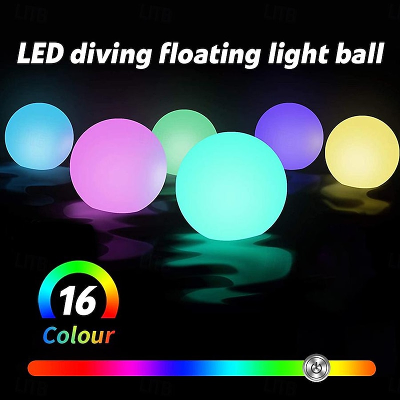 Swimming Pool LED Light, LED Small Night Light 16 Color Adjustable Round Ball Night Light, Outdoor Waterproof LED Luminous Circular Ball Lamp Courtyard Outdoor Gathering Festival Atmosphere Lamp 1pc3
