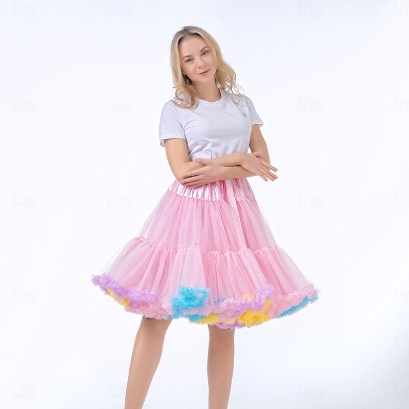 Retro Vintage 1950s Petticoat Hoop Skirt Tutu Under Skirt Princess Fancy Dress Women's Halloween Carnival Masquerade Party / Evening Bachelorette Party Adults Skirts2