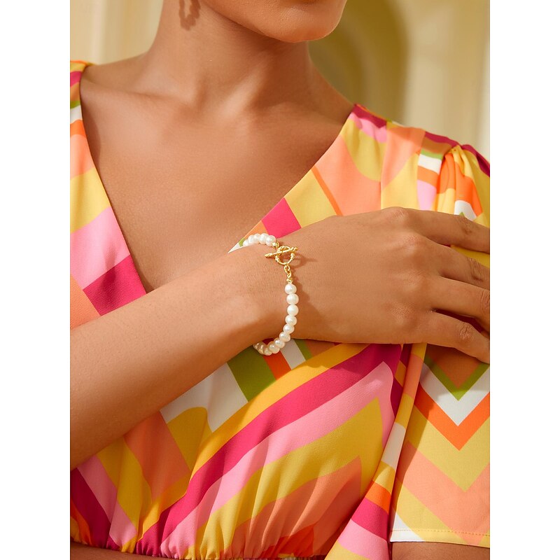 Women's Chain Bracelet Gold Brass Pearl Elegant Fashion2