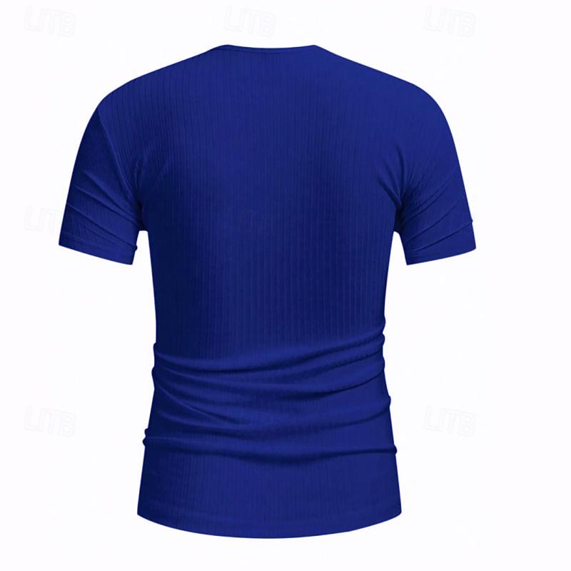 Men's Short Sleeve Shirt Muscle Shirt Ribbed Knit tee Tee Top Short Sleeve Crew Neck Summer Spring & Summer Solid Color Pit Strip Sports Daily Ribbed Outdoor Casual Dark Grey White Royal Blue Top Tee