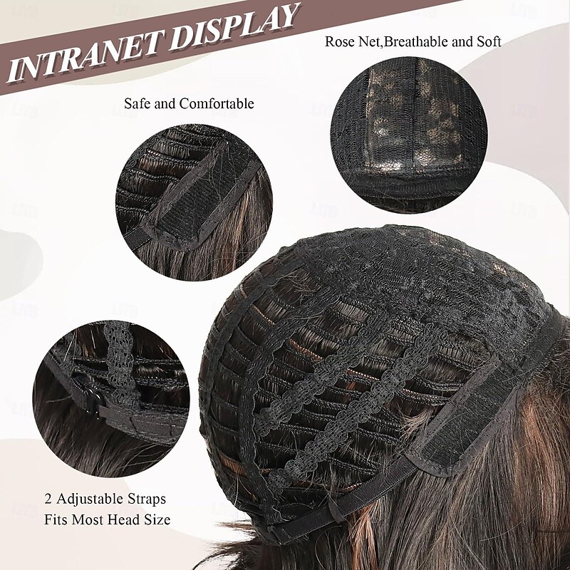 Short Layered Wigs With Curtain Bangs Brown BOB Layered Wigs for Women Short Wavy Layered Wigs Hair Pixie Cut Layered Wig Soft Synthetic Hair Wigs4