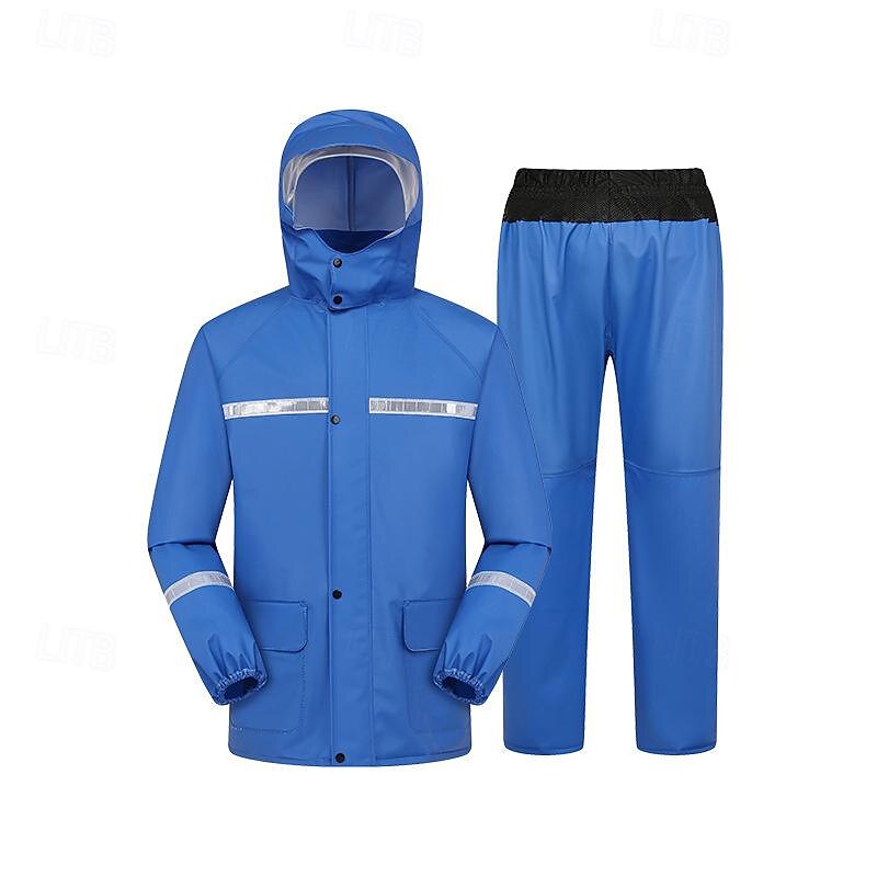 Unisex Hiking Raincoat Outdoor Waterproof Breathable Wind-Resistant Hiking Outfits Hiking Clothes Spring Autumn / Fall Rain Suit Rain Gear Hooded Coats Jacket and Pants Solid Color Yellow Army Green2