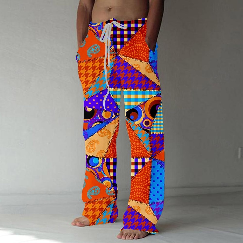 Men's Pants Trousers Graphic Outdoor Holiday Hawaiian Red Inelastic