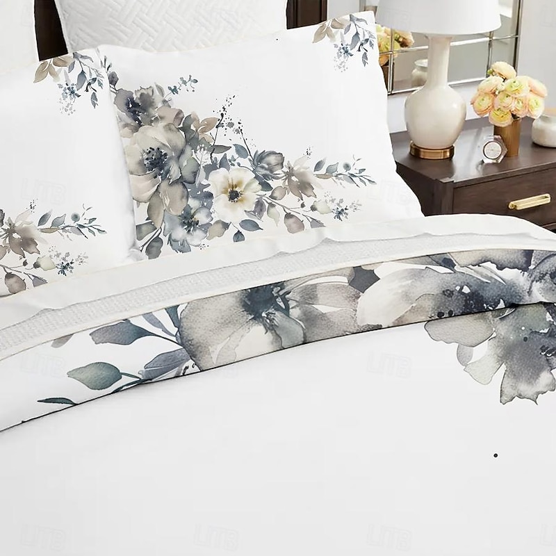 100% Cotton Vintage Floral Series Duvet Cover 3-Piece Set Short Fluff for Summer Soft Skin Friendly Comfy Lightweight2