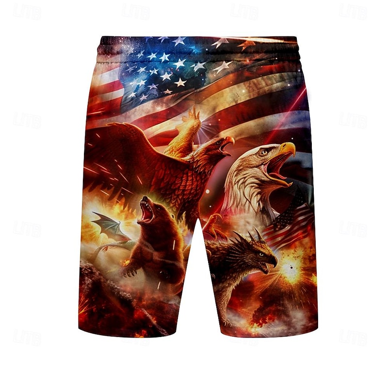 Men's Flag Eagle American Flag Swimming Trunks Board Shorts Shorts Mid Waist Fashion Streetwear Designer Casual Daily Holiday Pocket Drawstring Elastic Waist Designer Clothing Apparel2