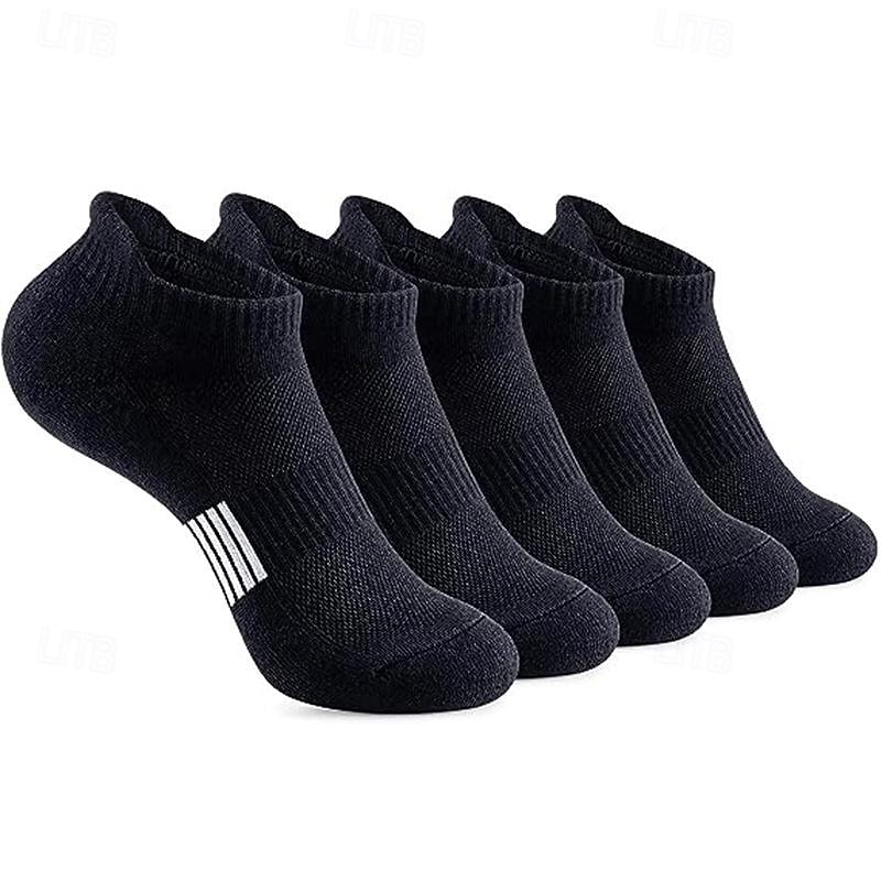 Men's 5 Pack Multi Packs Socks Ankle Socks Low Cut Socks Running Socks Casual Socks Black White Color Plain Sports & Outdoor Daily Vacation Basic Medium Spring Fall Fashion Casual3