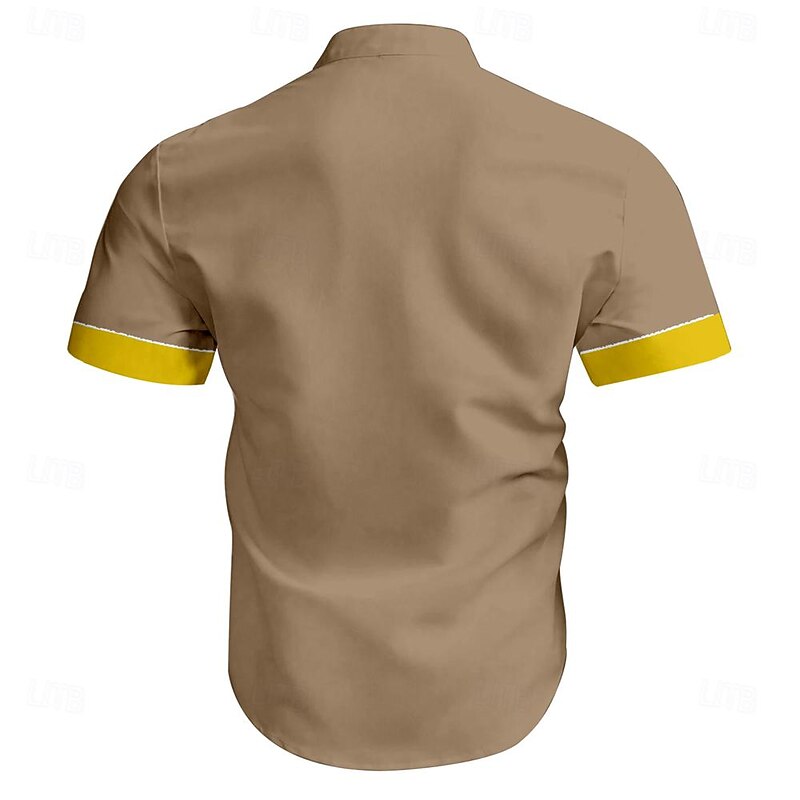 Men's Southwestern Print Shirt Western Shirt Cowboy Shirt Short Sleeve Western Style Tribal Summer Spring Shirt Collar Khaki2