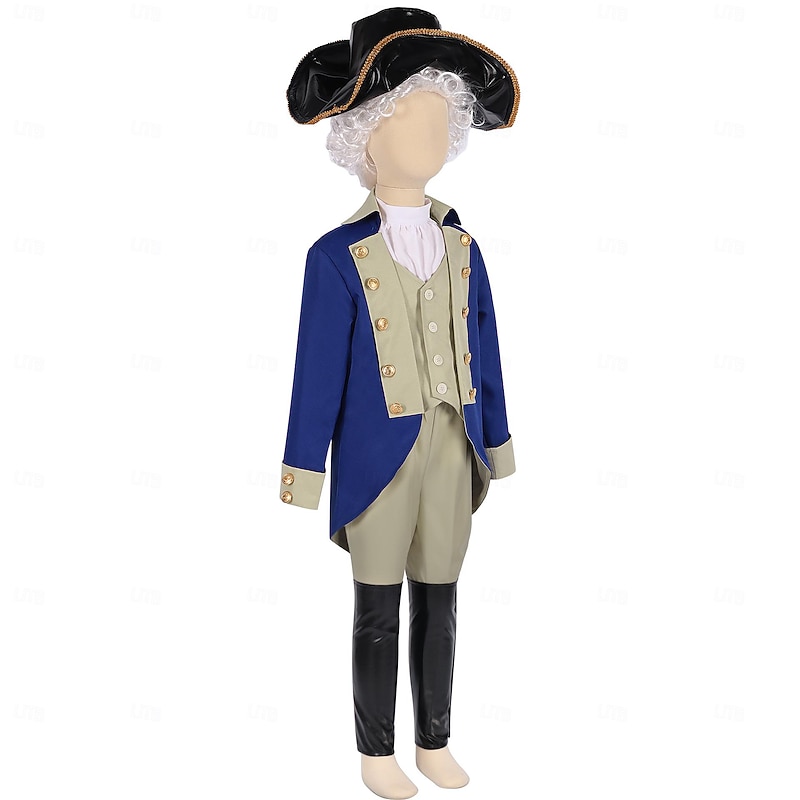 Rococo Baroque Victorian Outfits Fancy Dress Boys' Royal Halloween Carnival Masquerade Performance Party Masquerade Adults' Coat Pants Collar4