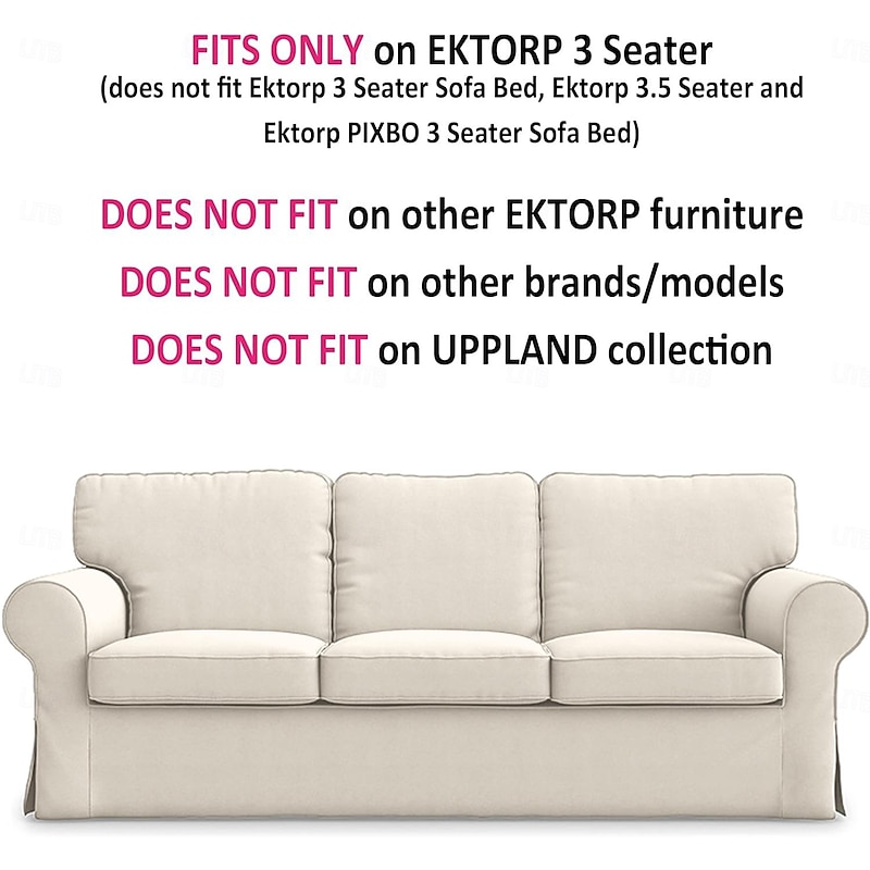 3 Seater Sofa Cover For Ektorp Couch Cover with 3 Cushion Cover and 3 Backrest Cover For Ektorp Slipcover Washable Furniture Protector  LITB PRIME cover Ektcover3