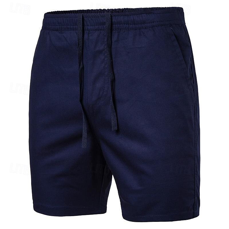 Men's Summer Shorts Casual Shorts Pocket Elastic Waist Plain Comfort Short Party Work Daily Fashion Classic Style ArmyGreen Grass Green Micro-elastic2