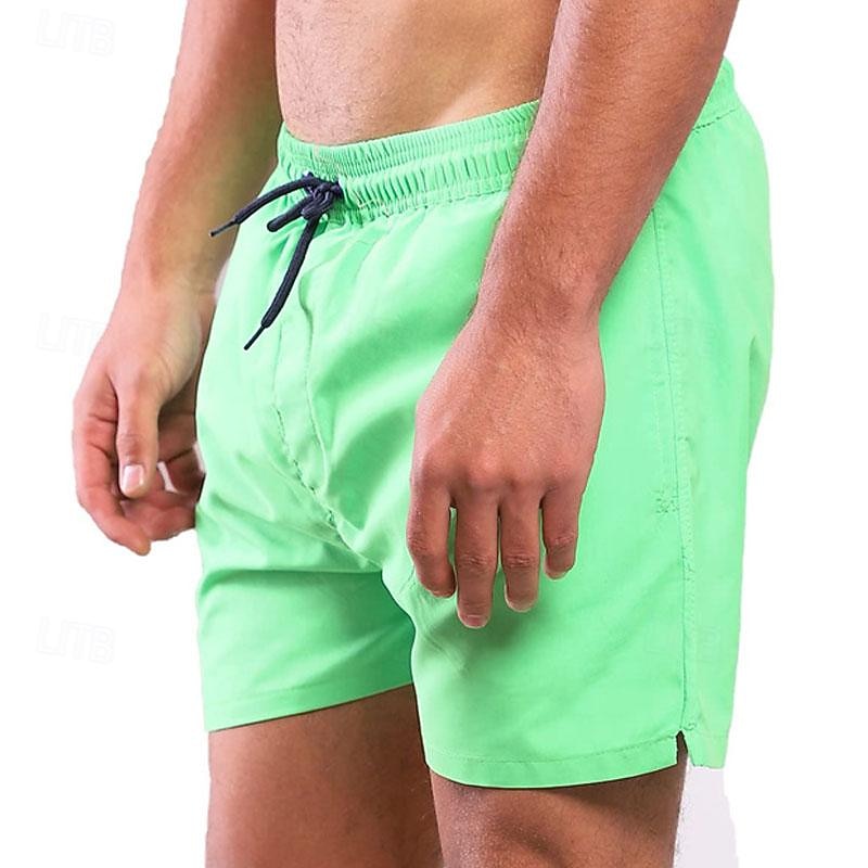 Men's Board Shorts Swim Shorts Swim Trunks Shorts Drawstring Elastic Waist Plain Comfort Quick Dry Short Holiday Beach Weekend Fashion Casual White Pink Micro-elastic4