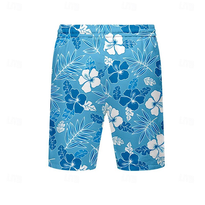 Men's Leaf Plants Flower / Floral Swim Trunks Swim Shorts Board Shorts Mid Waist Fashion Hawaiian Designer Casual Daily Holiday Pocket Drawstring Elastic Waist Designer Clothing Apparel3