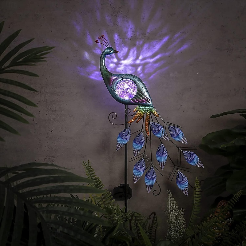 Solar Garden Lights Outdoor Metal Peacock Garden Decor Solar Path Light Stakes IP65 Waterproof Landscape Light for Outdoor Yard Walkway Patio Lawn Ornaments3