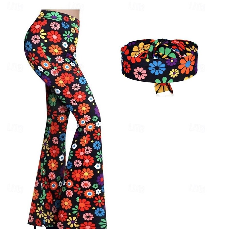 Retro Vintage Hippie 1970s Cosplay Costume Bell Bottom Pants Flared Trousers Disco Fancy Dress Women's Masquerade Party / Evening Pride Parade Pride Month Adults Pants