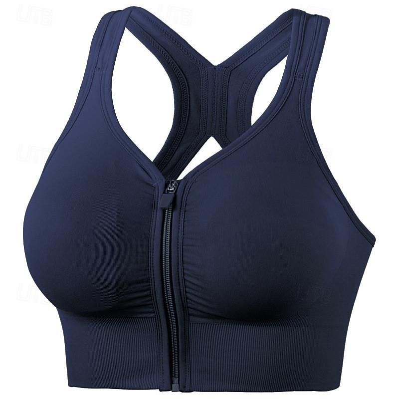 Women's Light Support Sports Bra Running Bra Open Back Removable Pad Bra Top Padded Fitness Leisure Sports Running Breathable Lightweight Soft Black Pink Blue Solid Colored3
