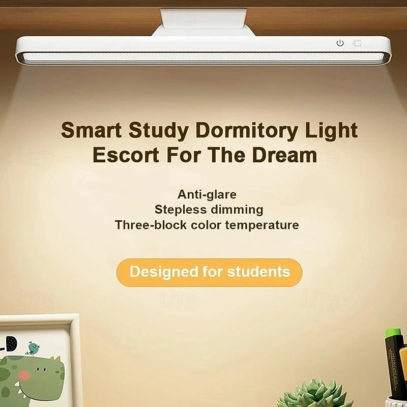 1pc Rechargeable LED Desk Lamp with Touch Control, LED Reading Light 2000mAh Battery Operated,Tri-color Touch Magnet, Detachable and Portable3