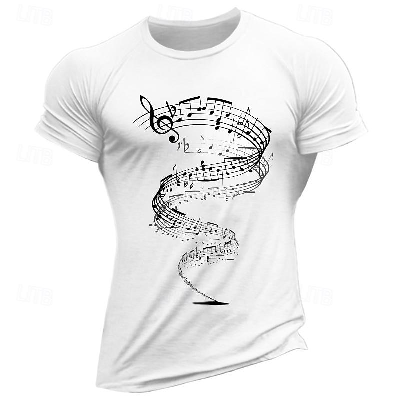 Music Notes Graphic Men's T-Shirt Casual Short Sleeve Crew Neck Top