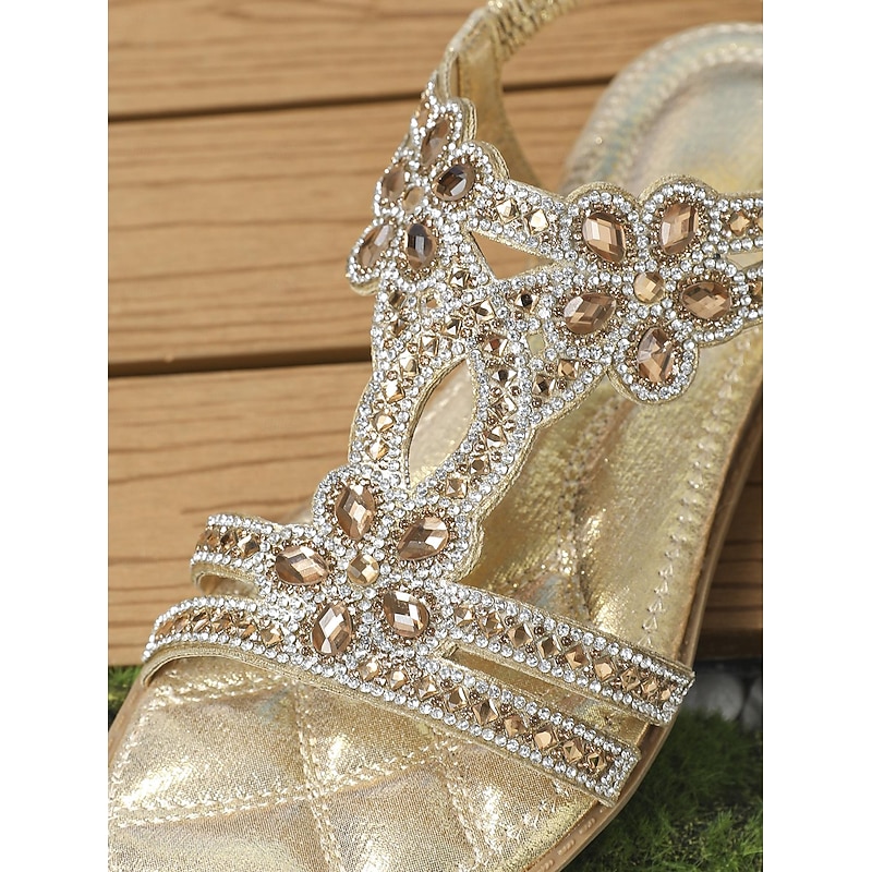 Women's Silver Rhinestone T-Strap Sandals – Boho Flat Wedding Flip Flops for Brides, Beach Ceremonies, and Summer Vacations 9