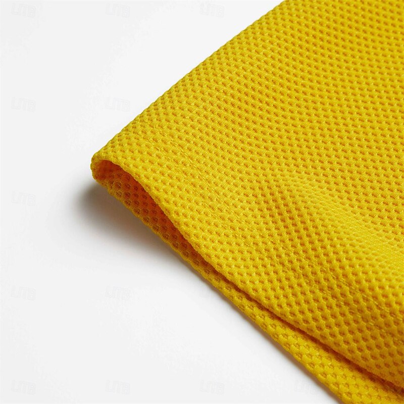 Men's Waffle Polo Shirts Business Polo Work Casual Lapel Ribbed Polo Collar Short Sleeve Modern Old Money Style Color Block Patchwork Pocket Spring & Summer Regular Fit Light Yellow Dark red Black 6