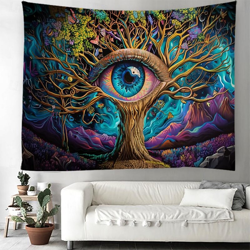 Fantasy Trippy Eye Graffiti Hanging Tapestry Wall Art Large Tapestry Mural Decor Photograph Backdrop Blanket Curtain Home Bedroom Living Room Decoration 12