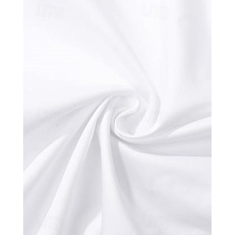 Men's Dress Shirt Homecoming Regular Fit Long Sleeve Lapel Summer Solid Color Cotton Cotton Blend White 20254