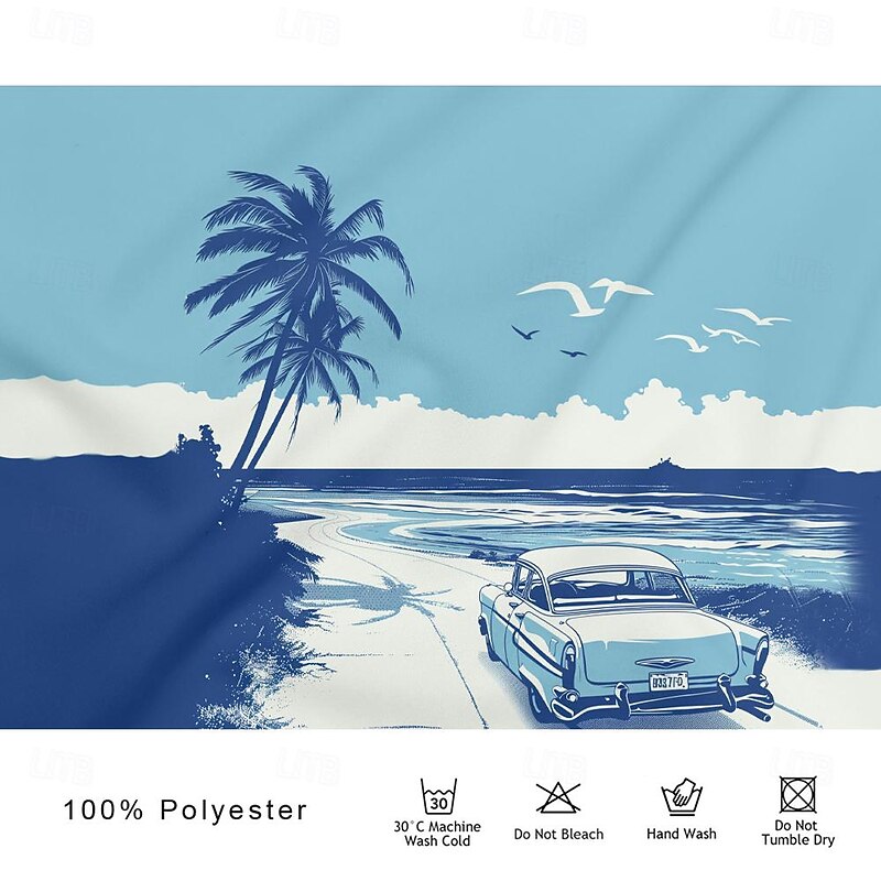 Kentucky Derby Men's Hawaiian Polo Shirts Golf Shirt Short Sleeve Polo Shirts Collared Shirts Beach Wear Vacation Wear Tropical Wear Party Outfits Buttons 3D Print Spring & Summer Blue3