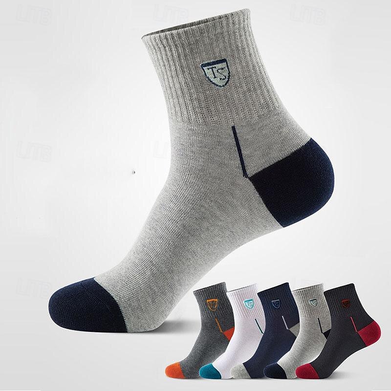 Men's 5 Pack Multi Packs Socks Crew Socks Running Socks Casual Socks Rainbow Color Color Block Sports & Outdoor Daily Vacation Basic Medium Spring Fall Fashion Casual2