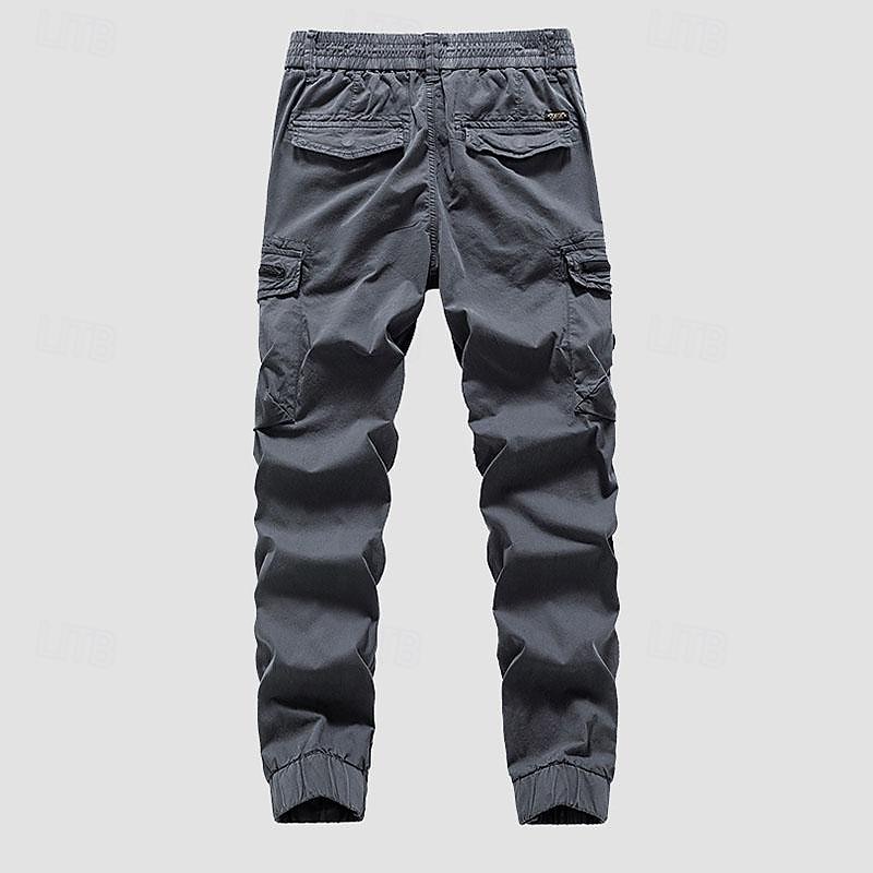 Men's Cargo Pants Cargo Trousers Hiking Pants Buttons Elastic Waist Multi Pocket Plain Wearable Outdoor Daily Camping & Hiking Fashion Classic Black Army Green4