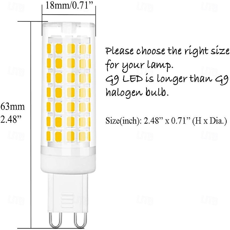G9 Bi Pin LED Bulb Light 8W 230V for 80W Halogen Bulb Replacement, Chandelier Light Bulbs 88 LEDs Non-dimmable G9 Bi Pin Base Transparent Plastic 10pcs2
