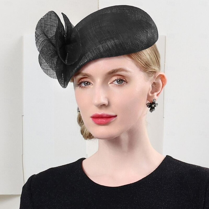 Hats Sinamay Bowler / Cloche Hat Saucer Hat Pillbox Hat Evening Party Cocktail Wedding British With Pure Color Lace Side Headpiece Headwear4