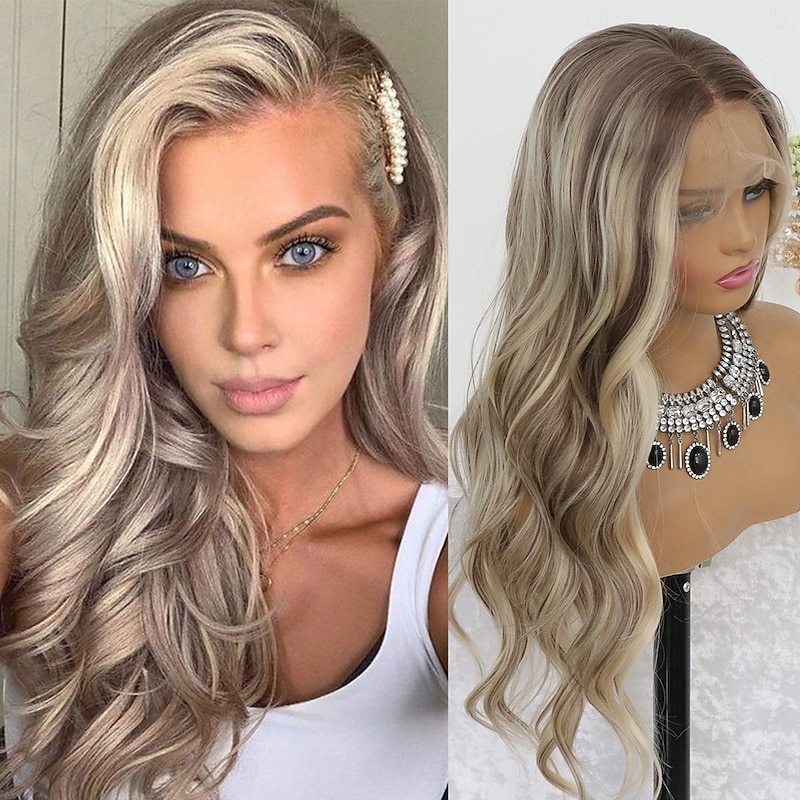 Remy Human Hair 13x4 Lace Front Wig Free Part Peruvian Hair Body Wave Blonde Multi-color Wig 150% Density with Baby Hair Ombre Hair Highlighted / Balayage Hair Glueless Pre-Plucked For wigs for black