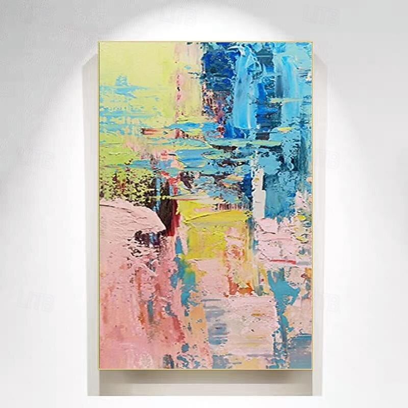 Handmade Colorful Abstract Painting on Canvas Pink Painting Blue Painting Bright Wall Art Fantasy Painting Texture Painting Large Abstract Painting Framed Ready To Hang4