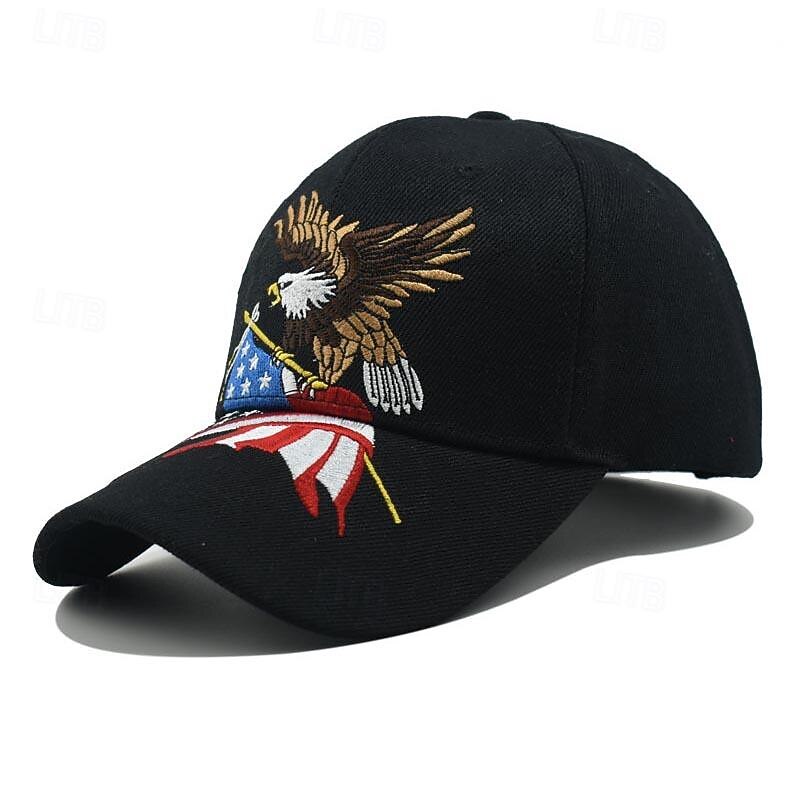 Men's Baseball Cap Sun Hat Trucker Hat Black White Cotton Embroidered Fashion Casual Street Daily Eagle Adjustable Sunscreen Breathable