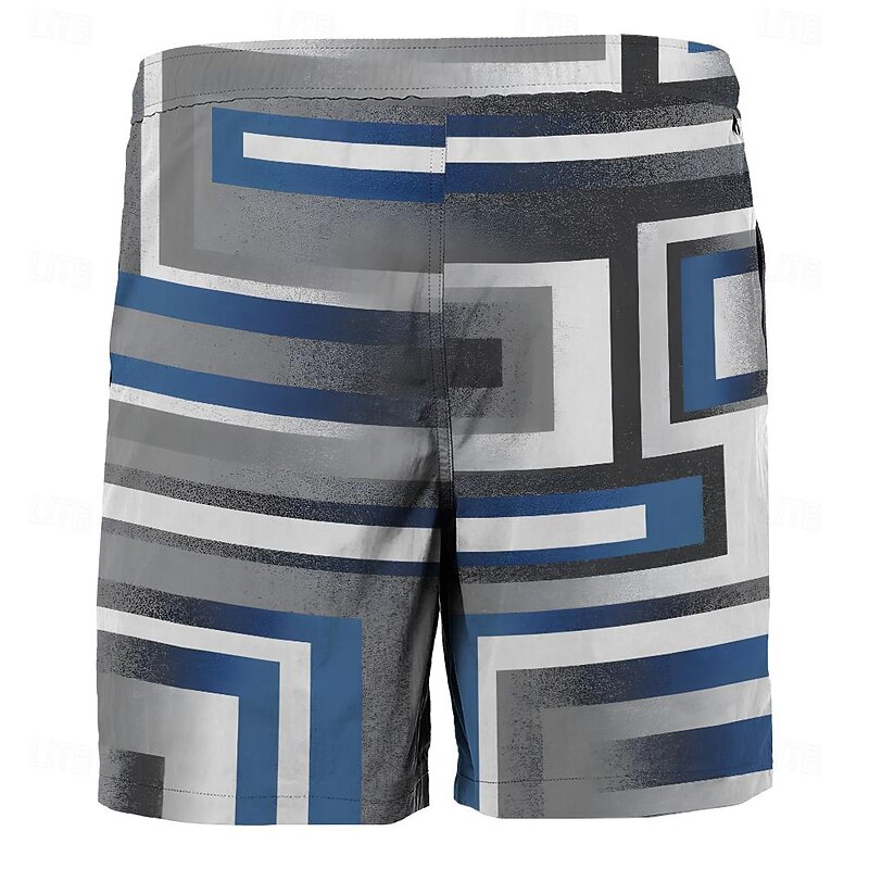 Men's Color Block Stripe Patchwork Swim Shorts Board Shorts Swimming Trunks Mid Waist Fashion Streetwear Designer Casual Daily Holiday Pocket Drawstring Elastic Waist Designer Clothing Apparel2