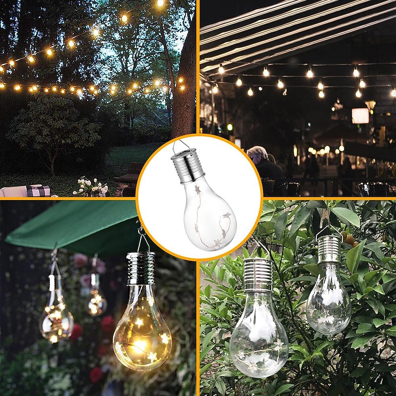 Portable Solar Light Bulbs Outdoor Waterproof Garden Camping Hanging LED Light Lamp Bulb Globe Hanging Lights for Home Yard Christmas Party Holiday Decorations4