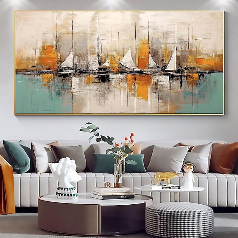 Handmade Oil Painting Canvas Wall Art Decoration Modern Sailboat sail for Home Living Room Decor Rolled Frameless Unstretched Painting4