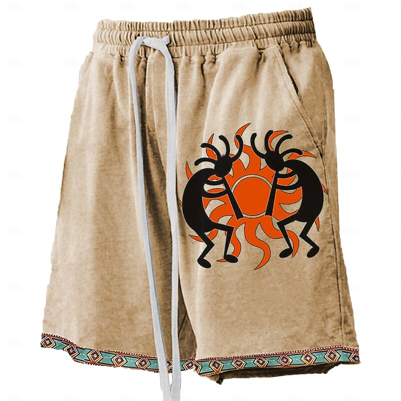 Men's Sun Kokopelli Swim Trunks Swim Shorts Board Shorts Mid Waist Hawaiian Ethnic Style Casual Holiday Beach Drawstring with Mesh lining Elastic Waist Designer Clothing Apparel4