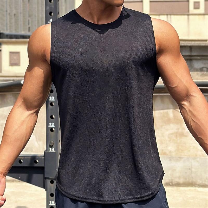 Men's Workout Tank Top Running Tank Top Gym Tank Top Sleeveless Vest / Gilet Casual Athleisure Solid Colored Quick Dry Soft Breathable Gym Workout Walking Jogging Sportswear Activewear Black White3