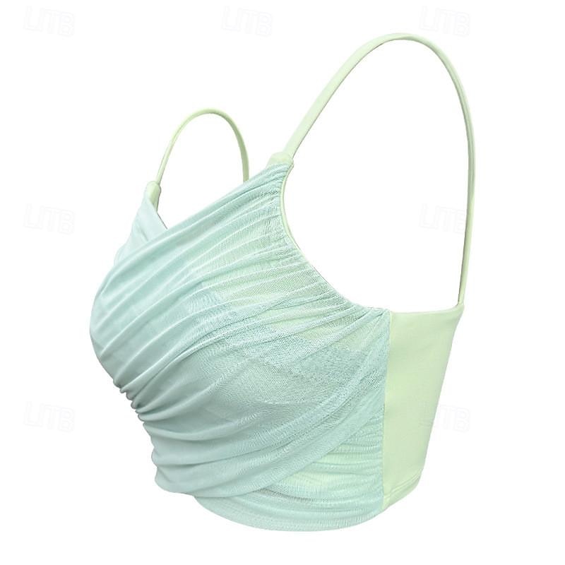 Women's Light Support Sports Bra Running Bra Open Back Removable Pad Bra Top Padded Fitness Leisure Sports Running Breathable Lightweight Soft White Brown Green Solid Colored2