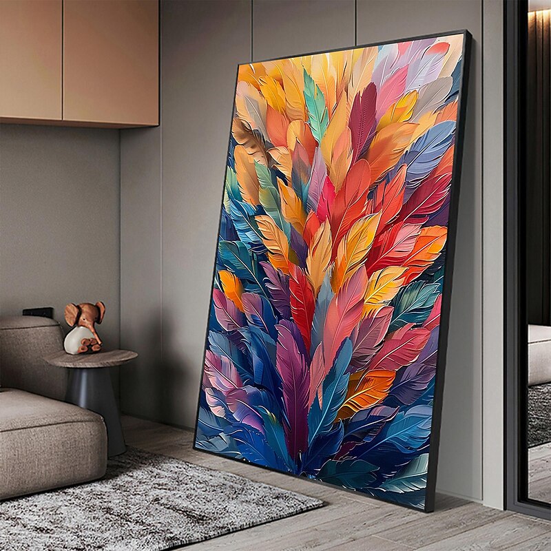 Handmade Oil Painting Canvas Wall Art Decor Original Colorful Plants Painting Abstract Tropical Flower Painting Home Decor With Stretched Frame Without Inner Frame Painting4