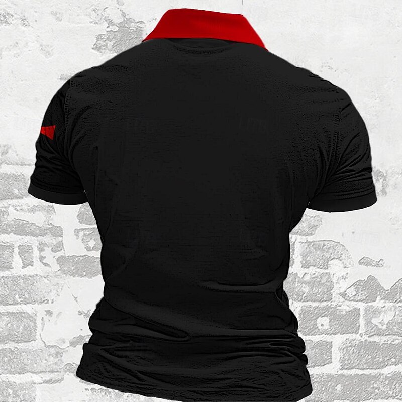 Men's Knights Templar Zip Polo Shirts Golf Shirt Short Sleeve Polo Shirts Collared Shirts Vacation Wear Festival Wear Party Outfits 3D Print Quarter Zip Polo Summer Spring Black2