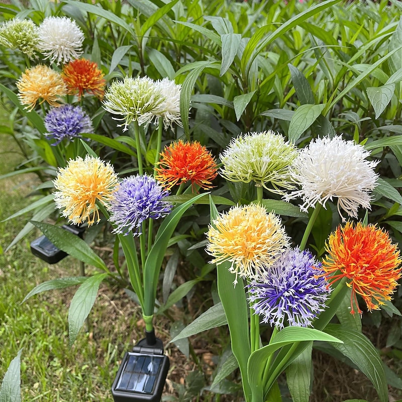 2pcs Outdoor Solar Dandelion Ground Mounted Lamp, 5-head Garden Lawn Path Decorative Lamp4