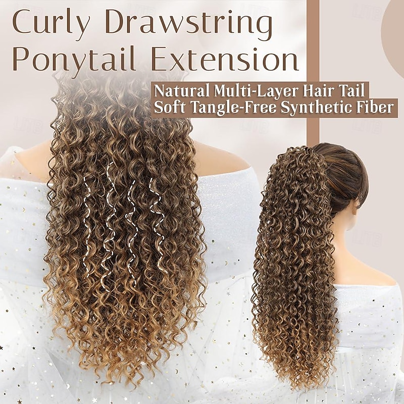 Ponytail Extension 10 Inch Drawstring Ponytail Hair Extensions for Women Natural Black Short Kinky Curly Ponytail Fake Hairpiece Daily Party Use4