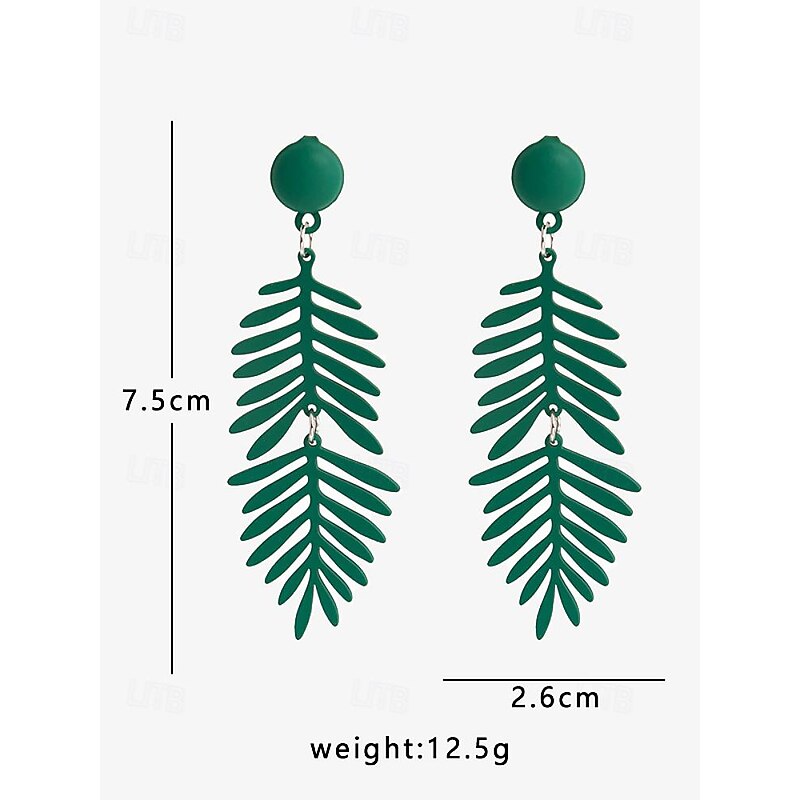 Women's Vibrant Green Leaf Drop Earrings - Acrylic Statement Jewelry, Lightweight Design4